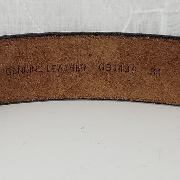 Mens Genuine Leather‎ Belt 34 Brown Basket Weave Braided Solid Brass Buckle - Picture 13 of 15